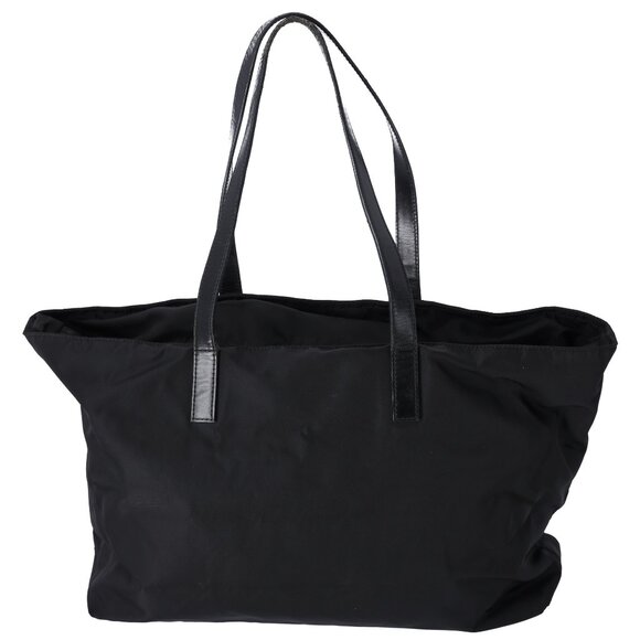 PRADA Triangle Logo Nylon Tote Black Leather - Picture 4 of 10